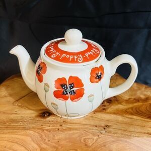 Vintage Arthur Wood The London Teapot Red Poppy Flowers England